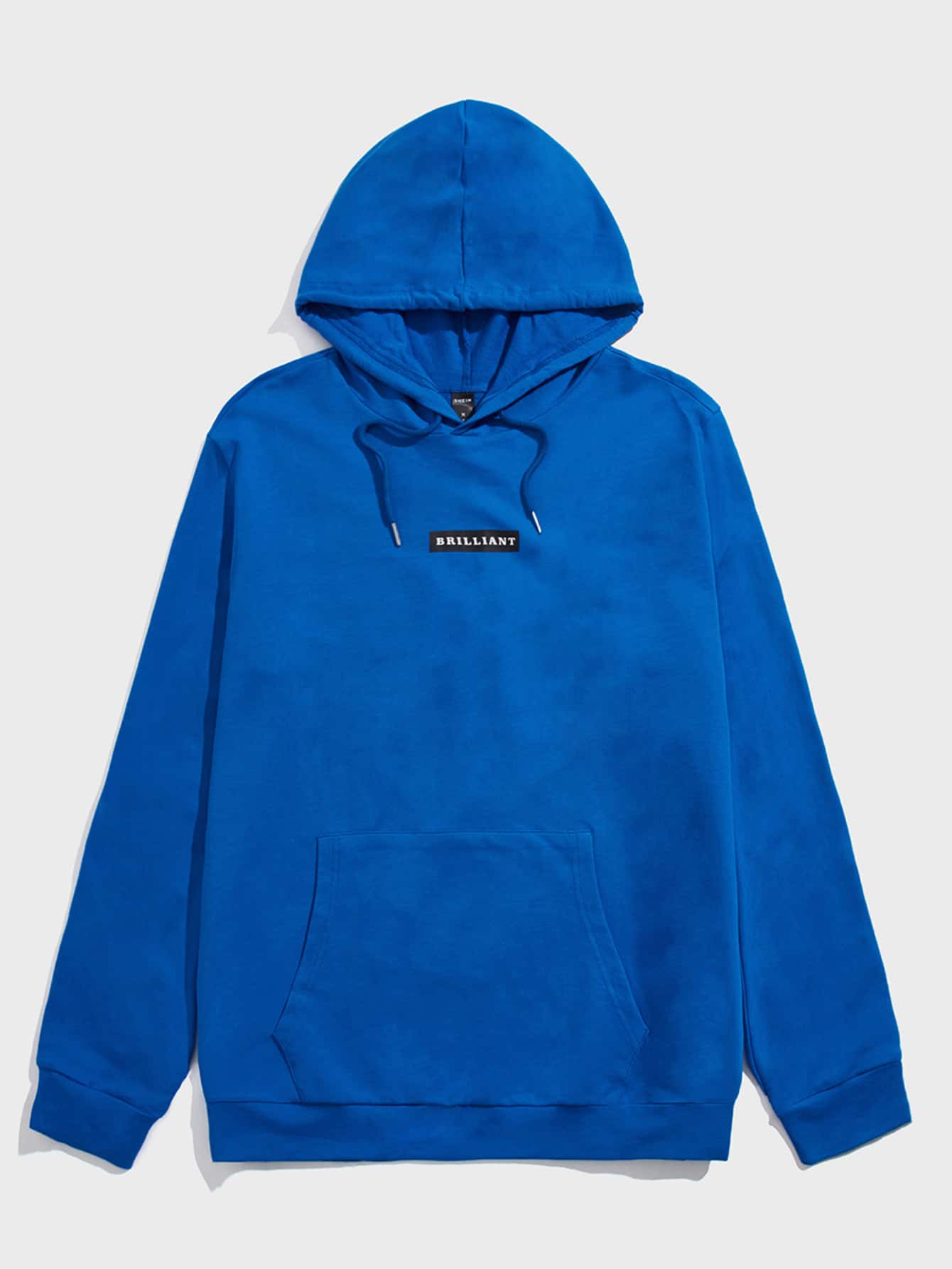 GENTILAND Men Letter Graphic Kangaroo Pocket Drawstring Hoodie - Royal Blue - View 1