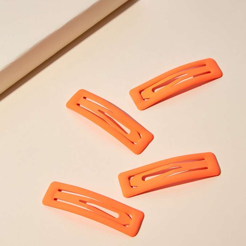 

4pcs Geometric Hair Clip, Orange