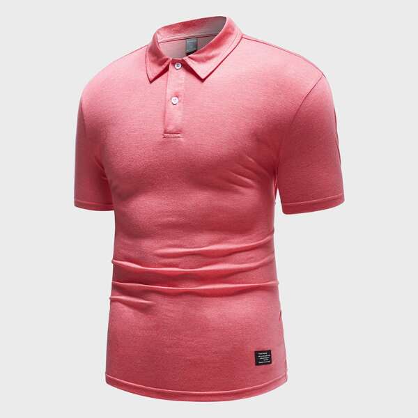 

Men Patch Detail Polo Shirt, Watermelon pink