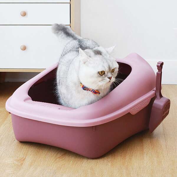 

1pc Two Tone Cat Litter Box, Multicolor
