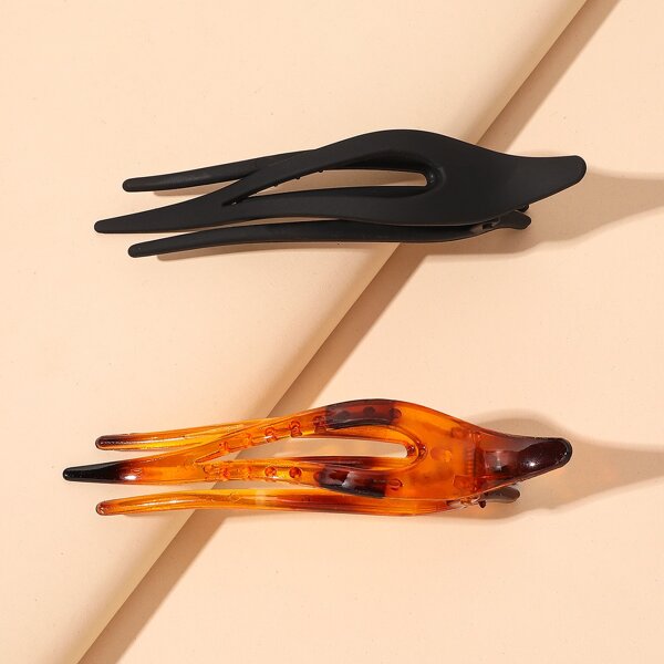 

2pcs Simple Hair Clip, Multicolor