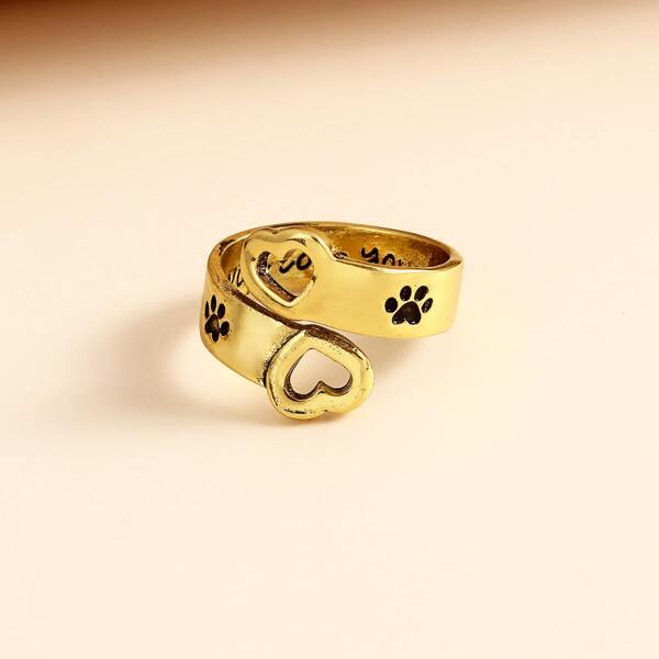 

Letter Graphic Cuff Ring, Gold