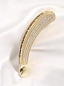 水鑽裝飾香蕉髮夾 - 金色 - 查看 2