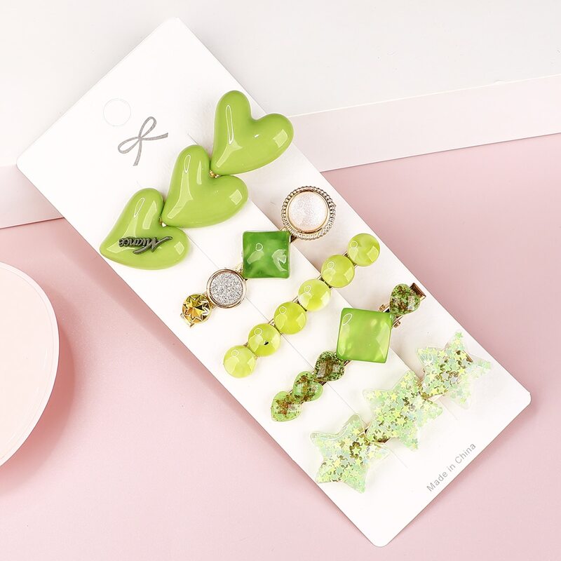 

5pcs Heart & Star Decor Hair Clip, Multicolor