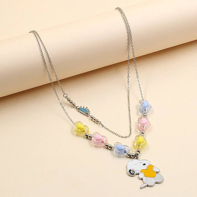 

Cartoon Decor Layered Chain Necklace, Silver