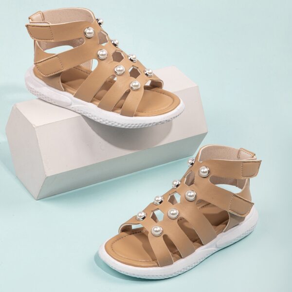 

Girls Faux Pearl Decor Strappy Sandals, Khaki