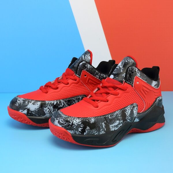 

Boys Colorblock Lace-up Front Basketball Shoes, Multicolor