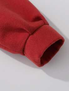 Girls Quilted Lined Scallop Trim Overcoat - Burgundy - View 6