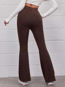 Muchica Flare Leg Solid Trousers - Coffee Brown - View 2