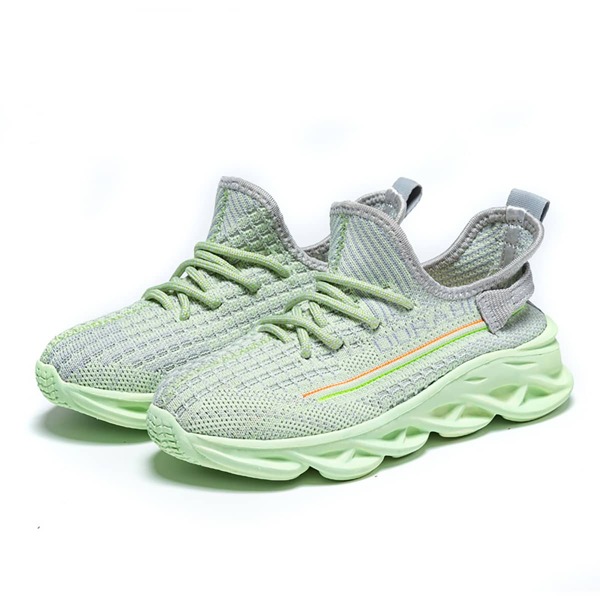 

Girls Striped Pattern Lace Up Front Sneakers, Mint green