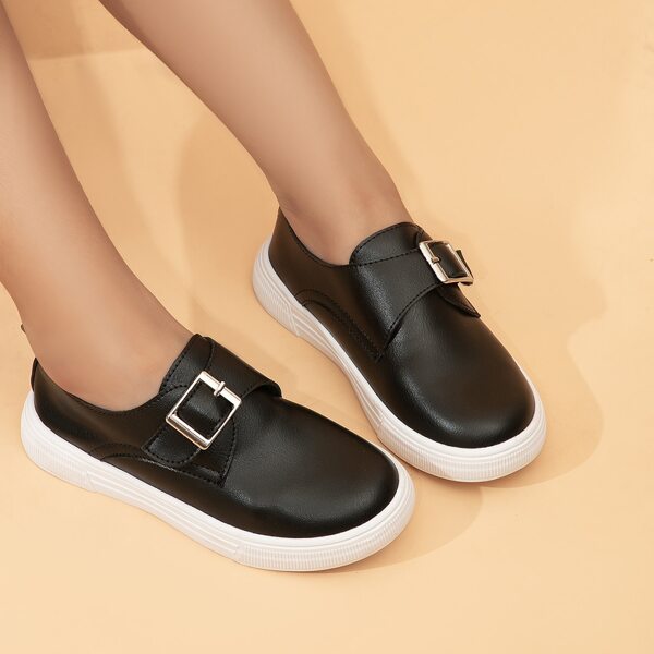 

Girls Buckle Decor Flats, Black