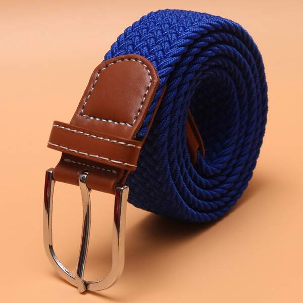 

Men Metal Buckle Tape Belt, Royal blue