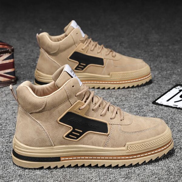 

Men Letter Graphic High Top Hiking Shoes, Khaki