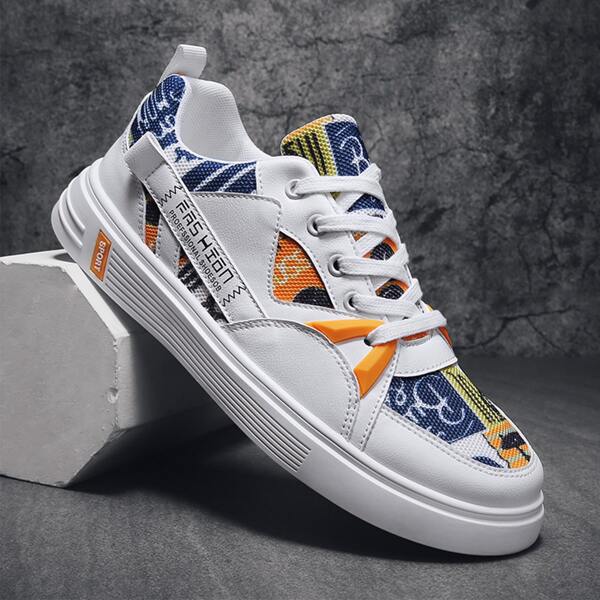 

Men Colorblock Lace-up Front Sneakers, Multicolor