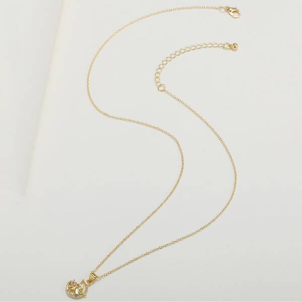 

Zircon Unicorn Charm Necklace, Gold