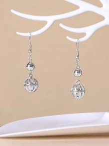 Bông tai thả trang trí bóng tròn - Bạc - Xem 1