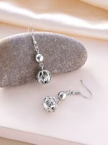 Bông tai thả trang trí bóng tròn - Bạc - Xem 2