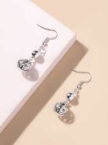 Bông tai thả trang trí bóng tròn - Bạc - Xem 3