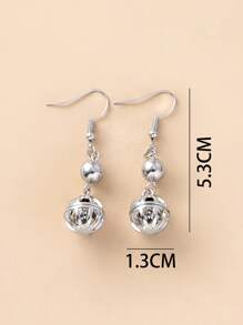 Bông tai thả trang trí bóng tròn - Bạc - Xem 4