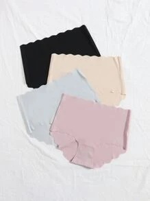 Shein Underwear&Sleepwear Basics 4pack No Show Scallop Trim Panty Set