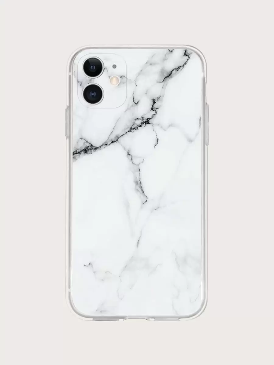 Capa de telefone em mármore - Preto e Branco - Visão 1