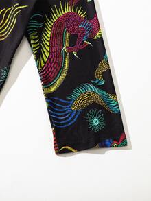 Chinese Dragon Print Dress - Multicolor - View 3