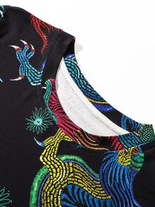 Chinese Dragon Print Dress - Multicolor - View 7