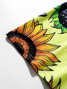 Vestido con estampado de girasol de cuello redondo - Multicolor - Ver 5