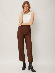 MOTF PREMIUM VISCOSE PRESS CREASE TAILORED TROUSERS - Coffee Brown - View 3