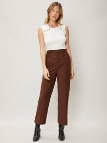 MOTF PREMIUM VISCOSE PRESS CREASE TAILORED TROUSERS - Coffee Brown - View 6