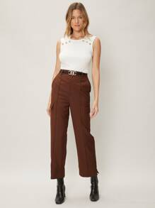 MOTF PREMIUM VISCOSE PRESS CREASE TAILORED TROUSERS - Coffee Brown - View 9