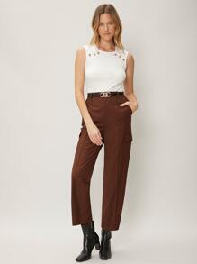 MOTF PREMIUM VISCOSE PRESS CREASE TAILORED TROUSERS - Coffee Brown - View 10
