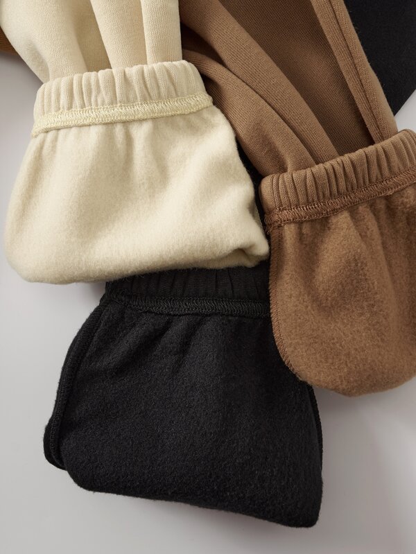 SHEIN EZwear 3pcs Letter Graphic Elastic Waist Thermal Lined Joggers