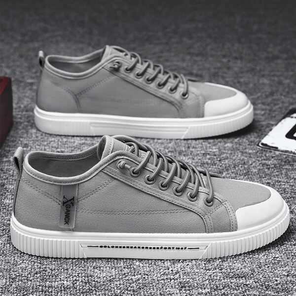 

Men Letter Detail Canvas Skate Shoes, Grey