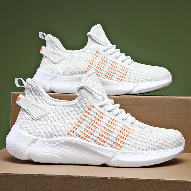 

Guys Breathable Lace-up Front Running Shoes, White