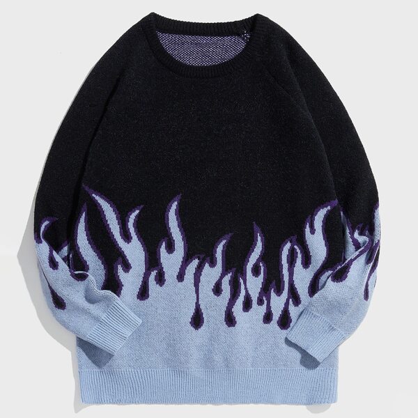 

Men Fire Pattern Sweater, Multicolor