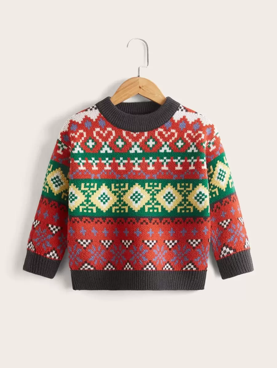 Toddler Girls Geo Pattern Jumper - Multicolor - View 1