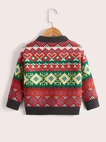 Toddler Girls Geo Pattern Jumper - Multicolor - View 2