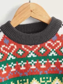 Toddler Girls Geo Pattern Jumper - Multicolor - View 3