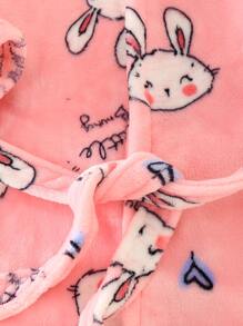 Niñas Bata homewear con dibujos animados conejo teddy con capucha - Rosa Pálido - Ver 5