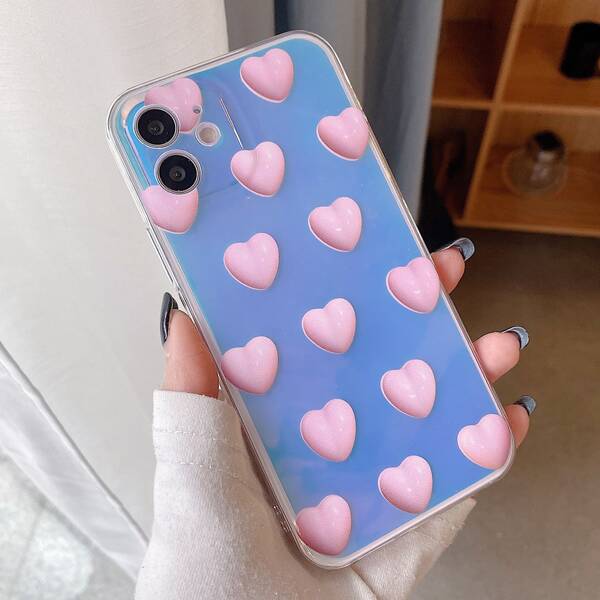 

Heart Pattern Clear Phone Case