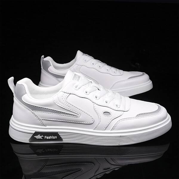

Men Lace-up Front Low Top Sneakers, White