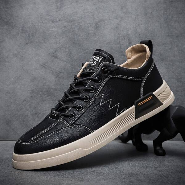 

Men Letter Graphic Lace-up Front Skate Shoes, Black