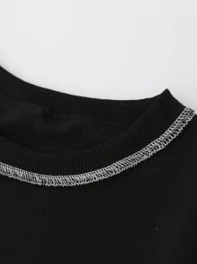 Áo nỉ Gái Thú vật Lá thư Giải trí - màu đen - Xem 3