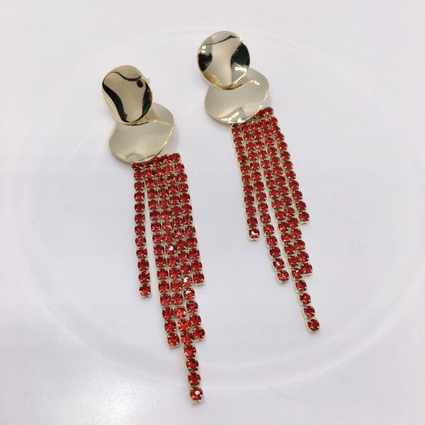 

Rhinestone Tassel Earrings, Multicolor