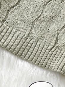 小男童麻花編織麻花編織套頭毛衣 - 軍綠色 - 查看 4