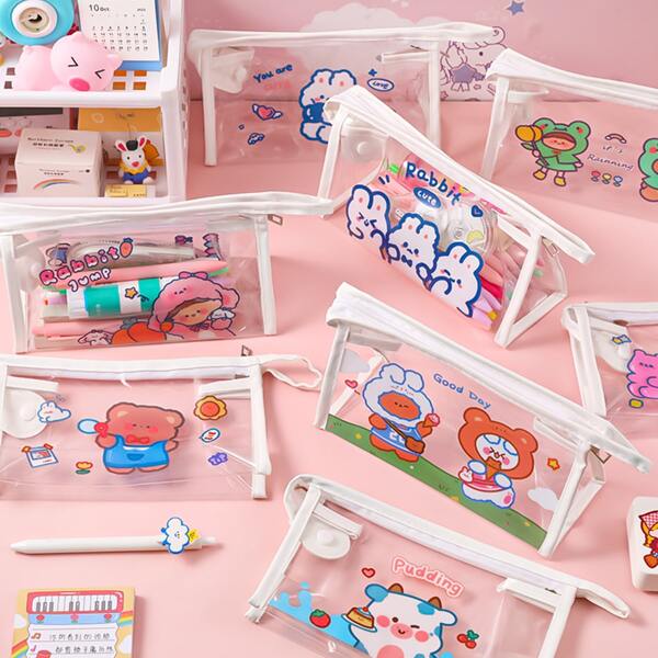 

1pc Cartoon Graphic Random Pencil Case, Multicolor