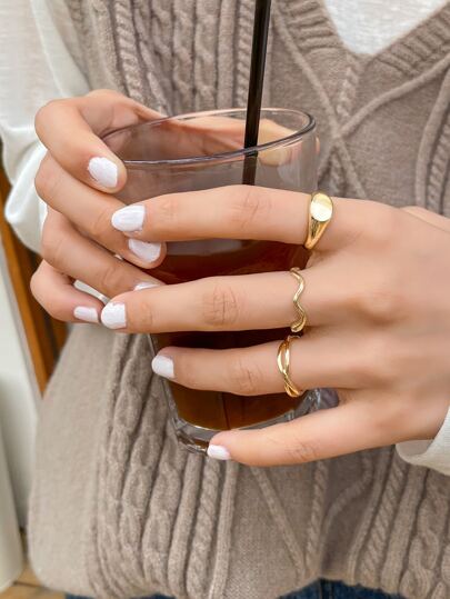 DAZY 3入組素色結構戒指