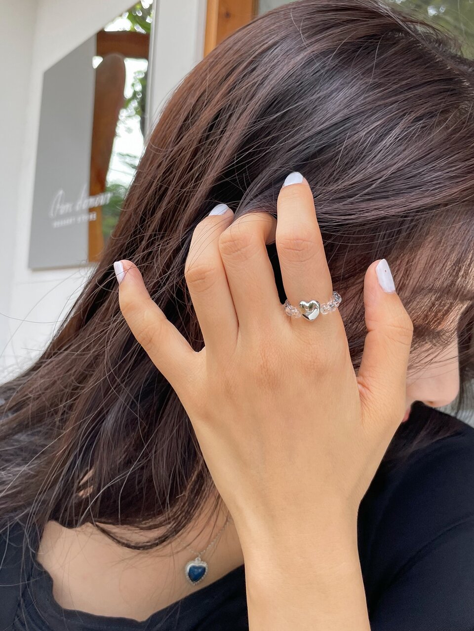 Heart Decor Beaded Ring
