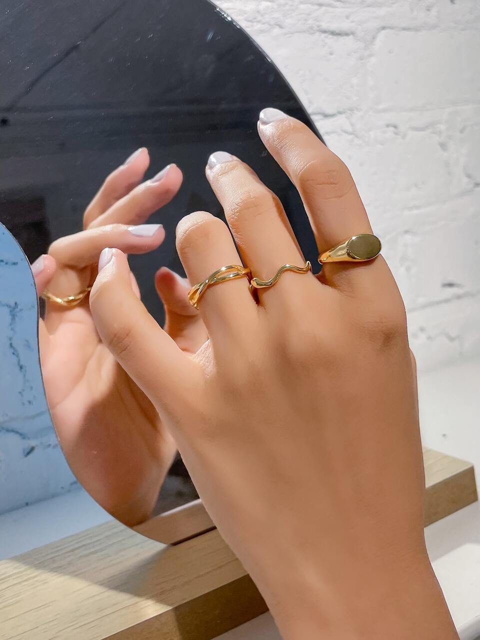 3pcs Solid Structured Ring
